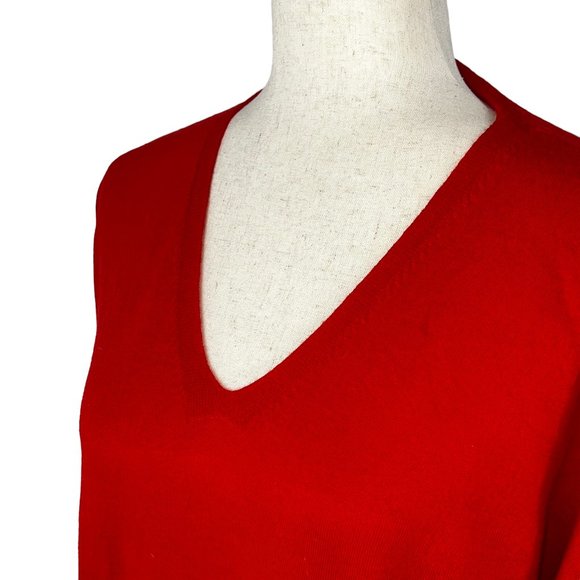 Like new EILEEN FISHER Lightweight Bright Red Merino Wool V-Neck Sweater… - Picture 7 of 12